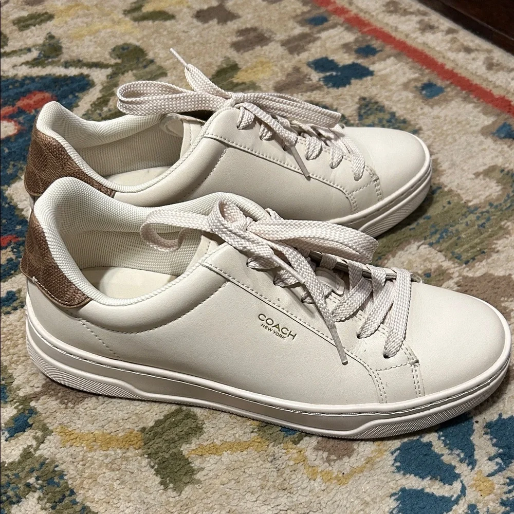 Coach Women's Cream Sneakers with Gold Detail High Line Sneaker - Picture 3 of 8